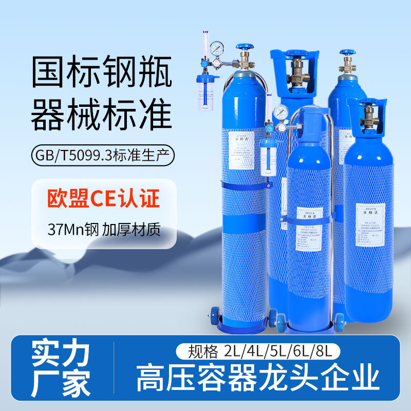Oxygen Cylinder Portable Hospital Oxygen Tank for Pregnant Women and the Elderly 4/8L Oxygen Cylinder High-Altitude Self-Driving Car-Mounted Gas Cylinder Oxygen Tank