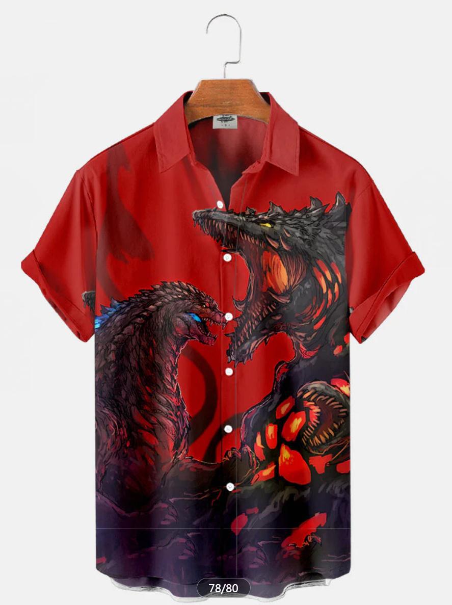 Trend de moda para hombres transfronterizos Camisa de manga corta hawaiana Camisa estampada digital 3D Transfronteriza Amazon