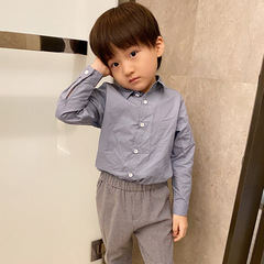 新款2023童裝襯衫秋裝兒童韓版洋氣中小童上衣男童翻領一件代發潮