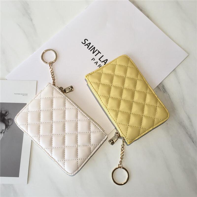 Ultra-Thin Women's Short Wallet for Driver's License and Keys, Mini Card Holder, Quilted Chanel-Style Zipper Coin Purse Ultra-Thin Women's Short Wallet for Driver's License and Keys, Mini Card Holder, Quilted Chanel-Style Zipper Coin Purse