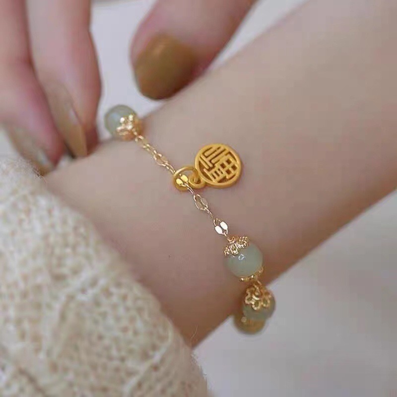 Multicolor Color Chinoiserie Retro Geometric Glass Beaded Glass Women's Bracelets