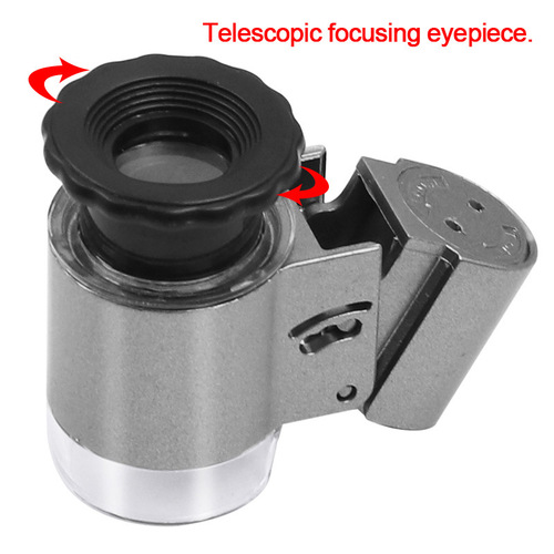 With LED light and UV banknote inspection lamp for viewing jade, jewelry and antiques, mini microscope for jewelry identification, 50x magnifying glass