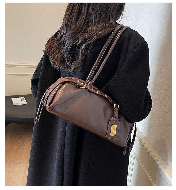 Vintage Bowling Tasche Damen Schultertasche Mit Großem Volumen_voghion.com