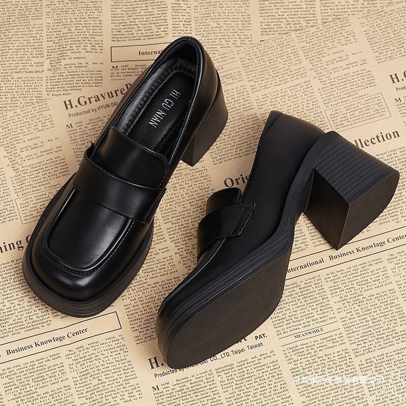 Chunky Heel Square-Toe Loafers for Women, 2025 New Autumn Fashion Retro Slip-On Versatile Mary Jane Leather Shoes Chunky Heel Square-Toe Loafers for Women, 2025 New Autumn Fashion Retro Slip-On Versatile Mary Jane Leather Shoes