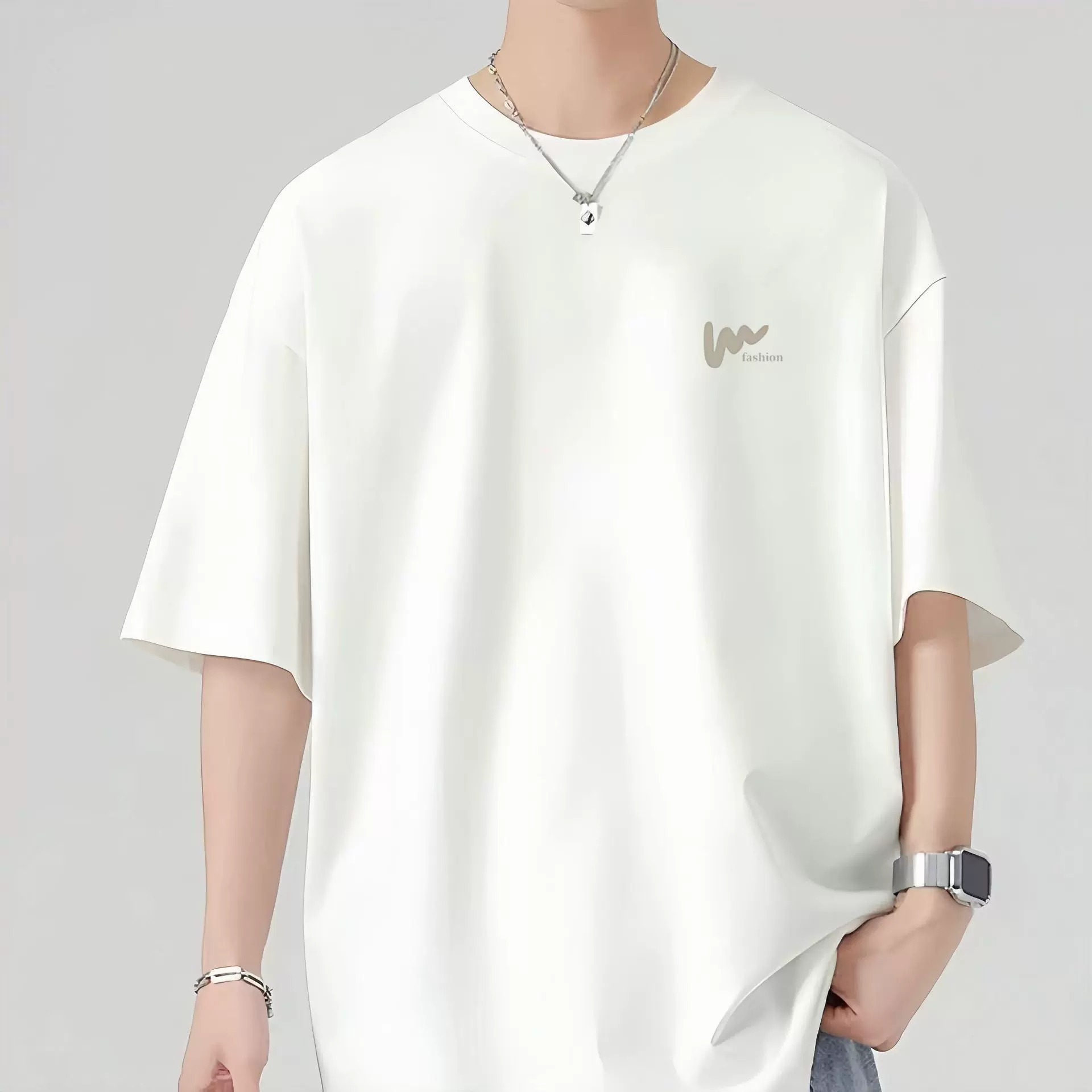 高街休闲字母印花短袖t恤男士2025夏季新款气质潮牌短袖内搭上衣