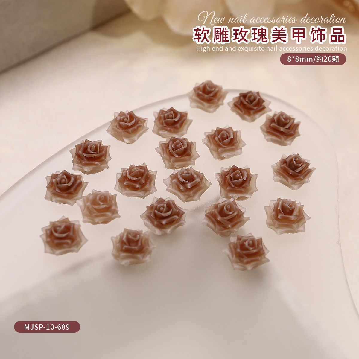Nueva imitación de joyas de uñas rosadas caliente camellia suave tallada perforación de uñas red rojo para usar accesorios de uñas image 13