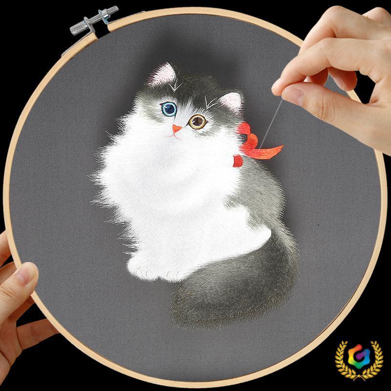 ✅苏绣diy套件初学者手工刺绣自己绣材料包新中式针迹图蚕丝线黄