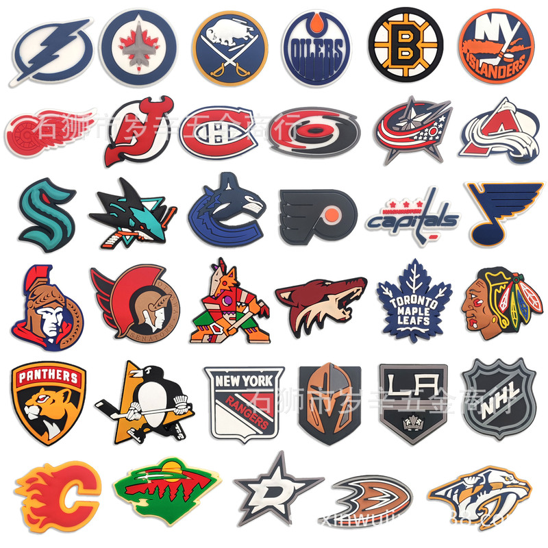 Nhl Hockey League Croc Shoes Decorative Buckle Team Emblem Pvc Soft Patch Shoe Buckle Shoe Flower Accessories Accessories