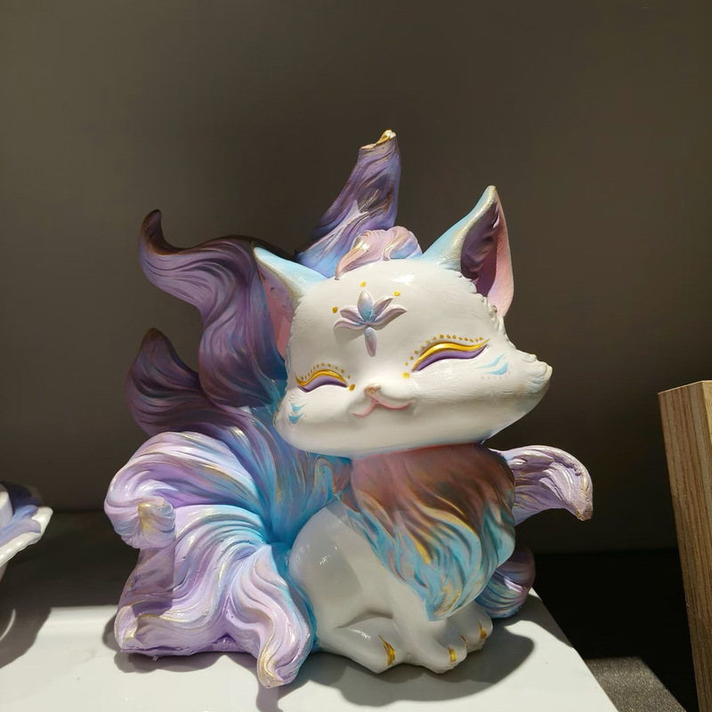 Trendy Medium-Sized Nine-Tailed Fox Graffiti Hot-Selling Coloring Plaster Doll Children's DIY Creative 3D Painting Ornament Trendy Medium-Sized Nine-Tailed Fox Graffiti Hot-Selling Coloring Plaster Doll Children's DIY Creative 3D Painting Ornament