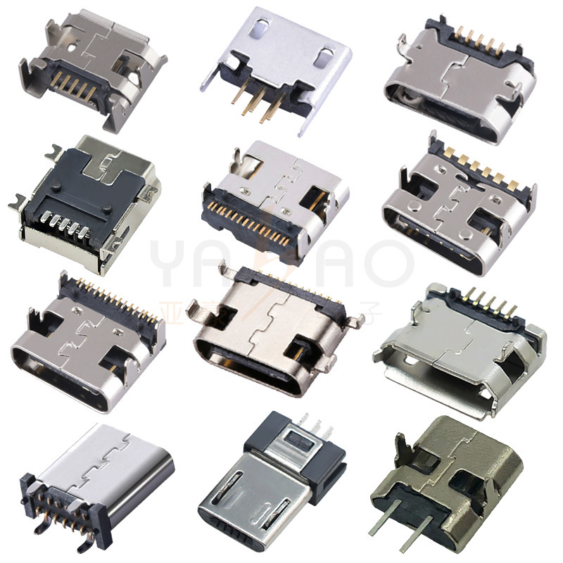 type-c female connector electrical TYPEC female socket micro5P straight edge microphone USB charging socket interface