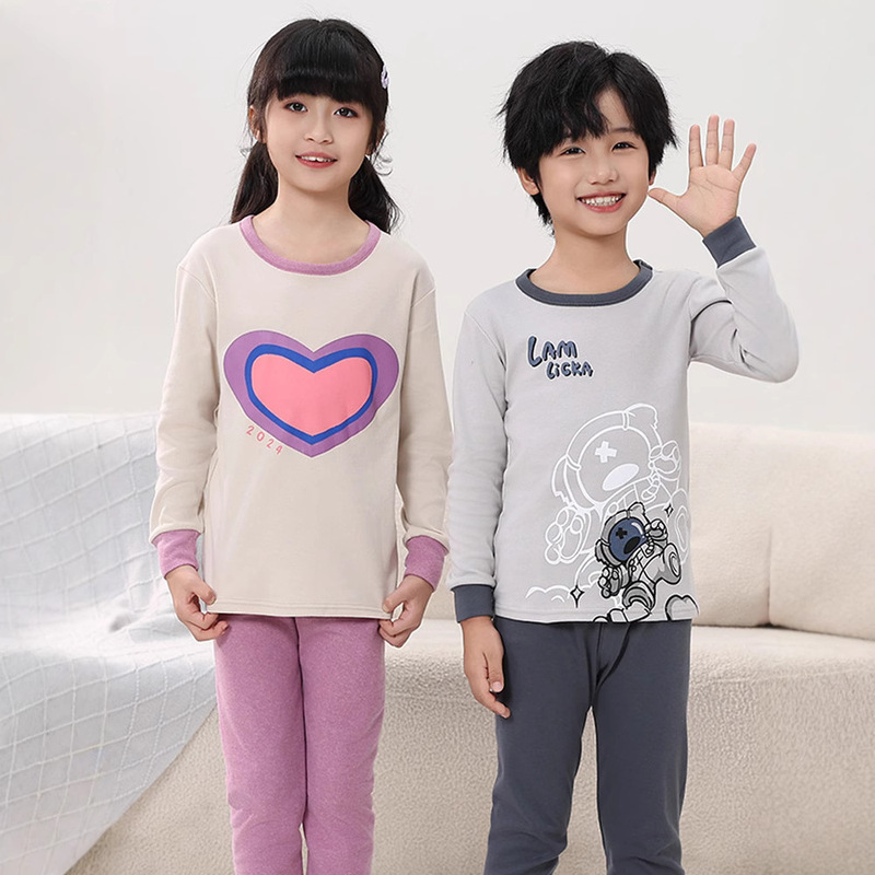 Children's Underwear suit Cotton Boys' Autumn Clothes and Pants Girls' Little Boys' Pajamas Big Children's Winter Cotton Sweater
