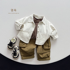 Great matching boys' shirts autumn new children's Korean style forest style versatile trendy tops girls casual jackets children's clothing