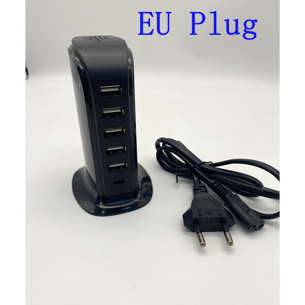 Cargador USB multipuerto de escritorio, 6 puertos, 5V4A 20W, modelo 506AL, carga rápida para teléfonos móviles