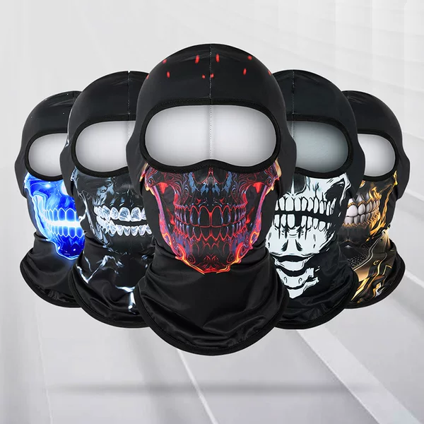 Summer Skull Print Personality Quirky Helmet Liner Headgear Outdoor Breathable Sunshade Dustproof Neck Protection Cycling Mask