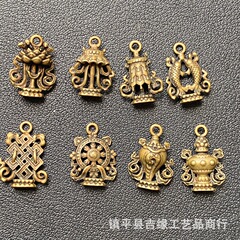 藏式黄铜配饰八宝吉祥元素双鱼坠子隔珠diy手串手绳串件