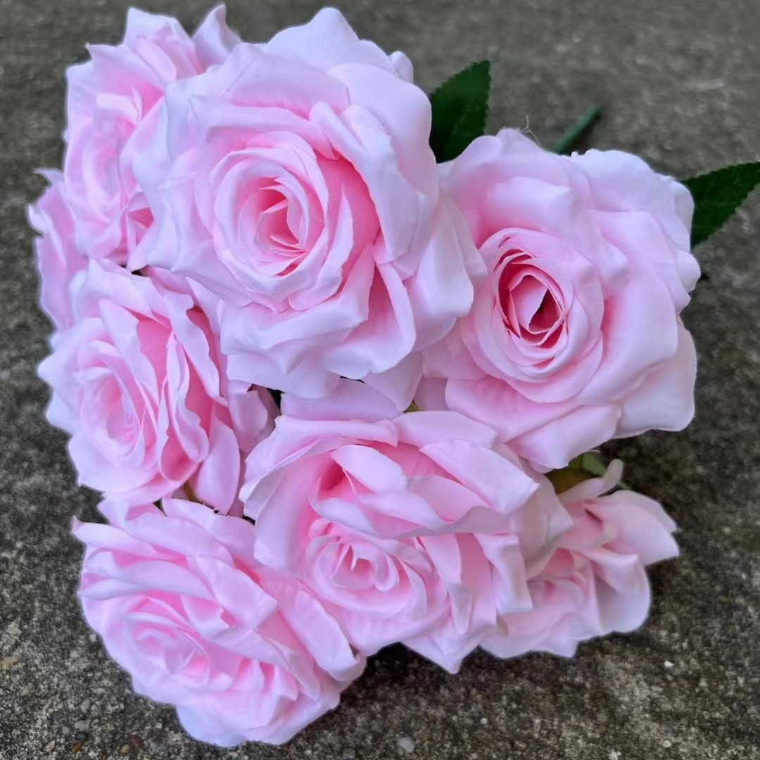 Simulación del Día de San Valentín rosa fabricante 3 sola rama multi-cabeza rosa decoración de la boda flor falsa al por mayor