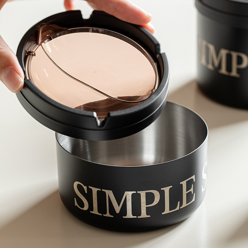 (2개) 크리 에이 티브 라이트 럭셔리 고급 스테인레스 스틸 재떨이 INS 윈드 가정용 호텔 오피스 호텔 방풍 플립 커버 재떨이