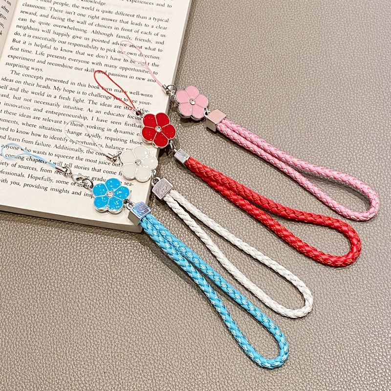 ins风小清新花朵编织短挂绳通用苹果iphone手机壳防丢失手绳吊坠