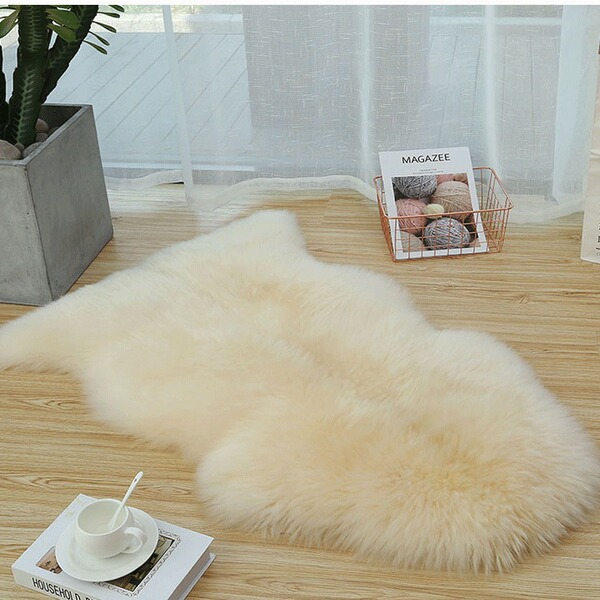 modern and minimalistic plush carpet sheepskin