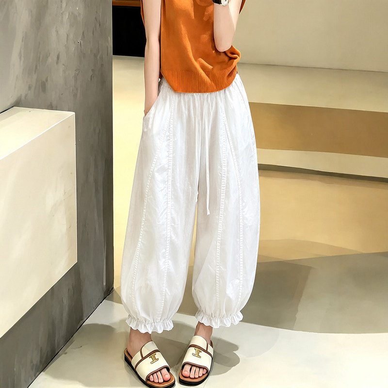 White Floral Lantern Pants for Women, Summer Thin Cropped Wide-Leg Pants, 2026 New Style, Petite Size, Ice Silk Sun-Protection Lace Pants White Floral Lantern Pants for Women, Summer Thin Cropped Wide-Leg Pants, 2026 New Style, Petite Size, Ice Silk Sun-Protection Lace Pants