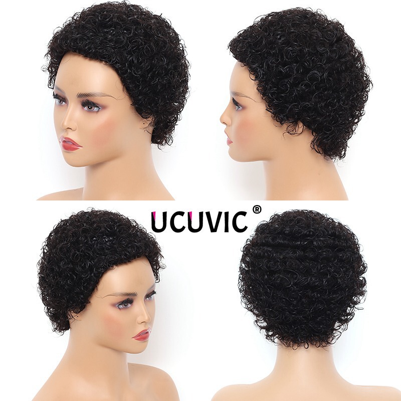 かつら対外貿易アフリカの短い巻きafro curly human hair wigsの本物の髪のメカニズムの全頭カバー|undefined