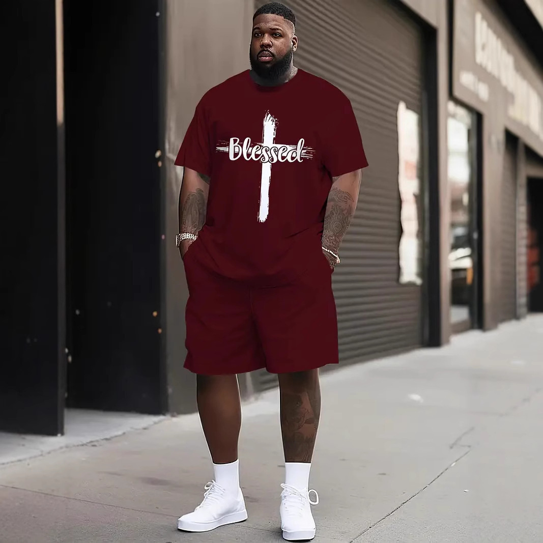 Traje de pantalones cortos de camiseta de verano europeo y americano transfronterizo de Amazon Patrón 3D Impresión digital Traje de pantalones de playa casuales