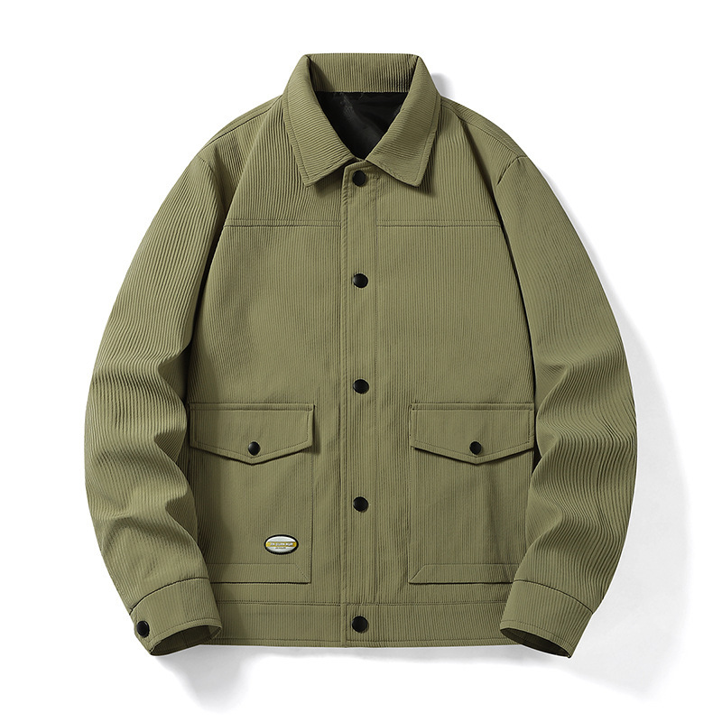 Chaqueta de solapa transfronteriza para hombre Otoño e Invierno nueva moda guapo forrado de lana engrosada para hombre talla grande ropa de trabajo al por mayor