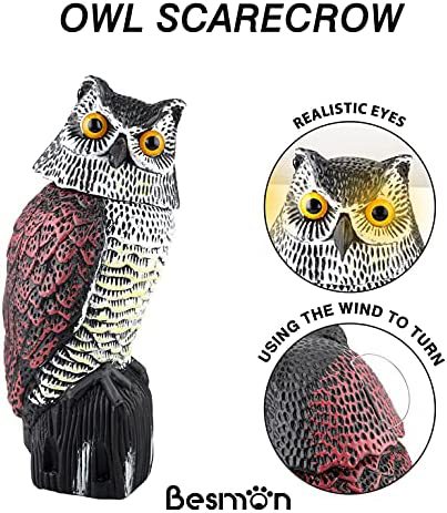 Outdoor360-degree Shaking Head Simulation Owl For The Courtyard To Repel Rats And Birds, Garden Ornaments Owl