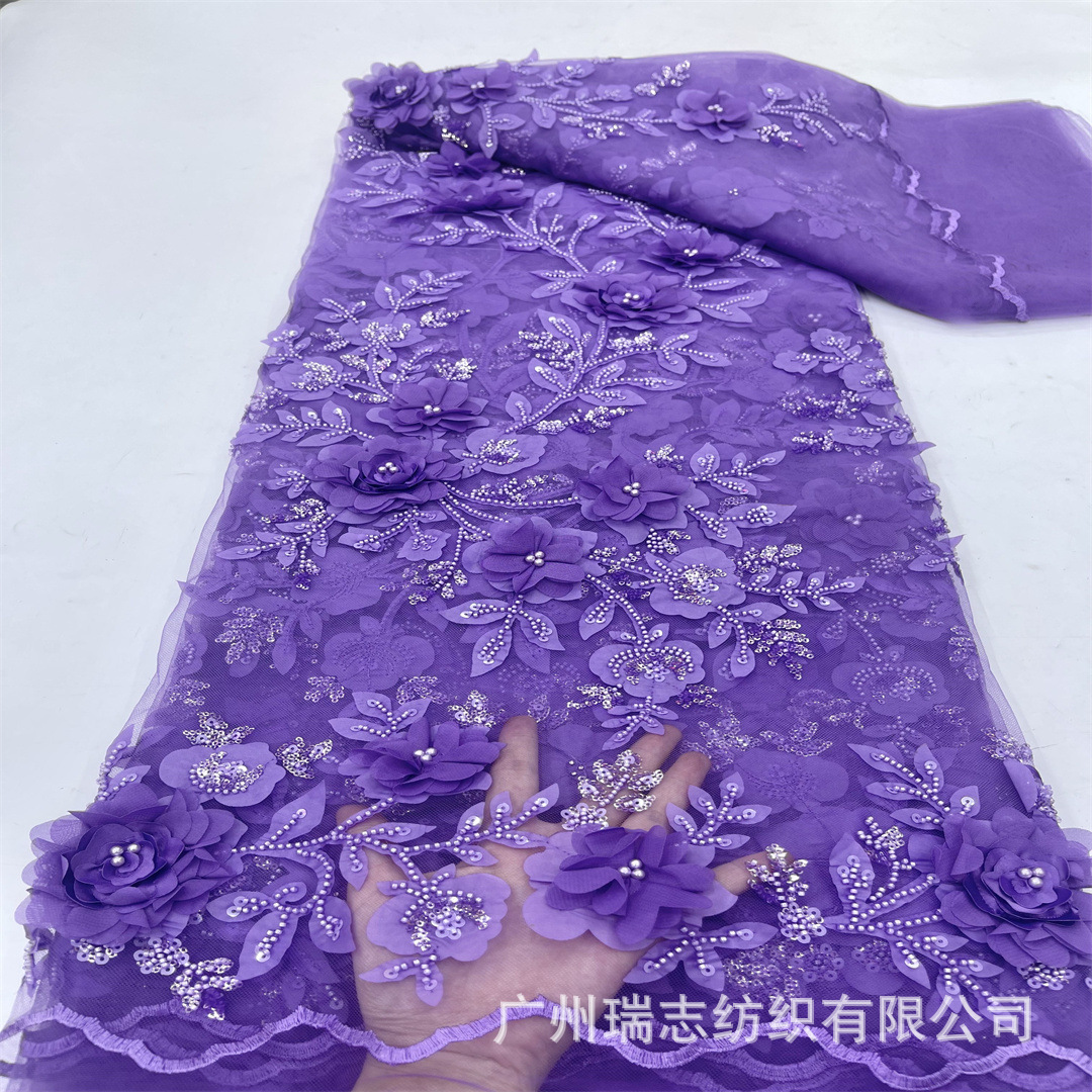 Belleza decal láser bordado perlas de tubo usar tela de encaje de sequilla pequeño vestido fresco tela de encaje de malla vestido