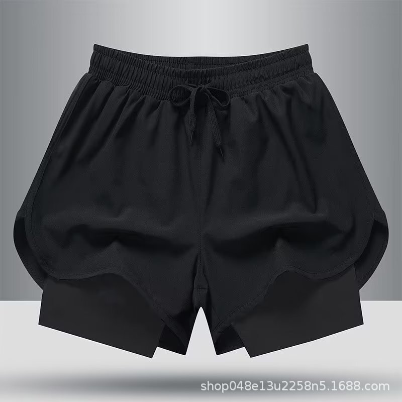 Cross-Border Quick-Drying Sports Shorts for Men, Summer Casual Pants, Running Elastic Fitness Shorts with Lining, Thin Style Shorts for Men