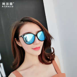 换季清仓 偏光太阳镜女 时尚圆框遮阳眼镜 街拍炫彩复古墨镜批发