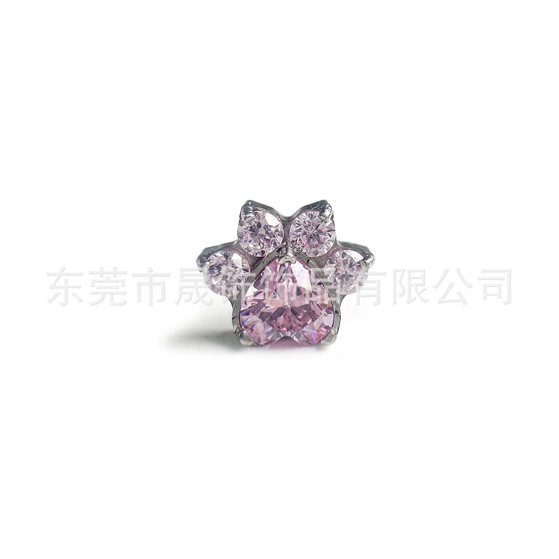 F136 Titanium 满 Diamond 桃 Heart Cat Paw Studded Cubic Zirconia Ear Stud G23 Implant Grade Titanium Labret Stud 人体 Piercing Jewelry Helix Cartilage Stud