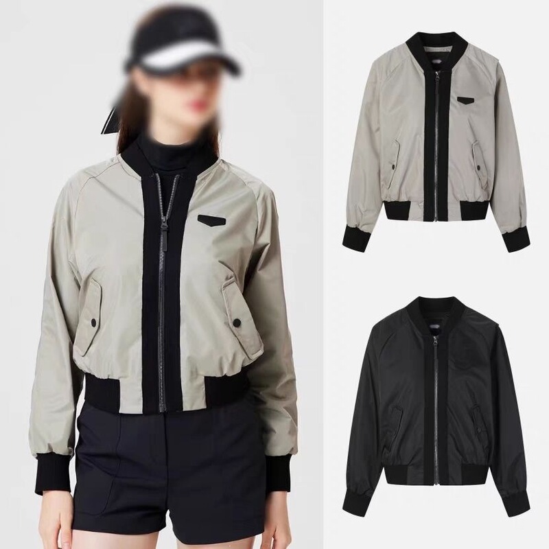 Korean Style New Golf Outfit Women's Baseball Collar Zipper Jacket 24 Early Autumn Classic Versatile Long-Sleeved Top Jacket