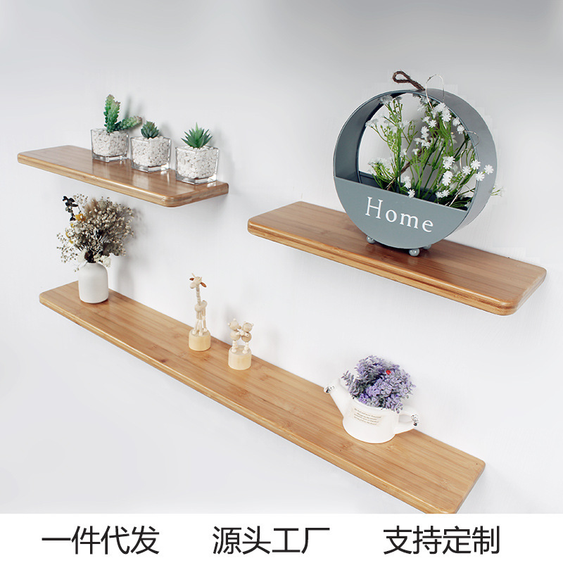 Punch-free Storage Rack Bamboo Single-shaped Partition Wall-hanging Decorative Bookshelf Kitchen Living Room Balcony Storage Shelf