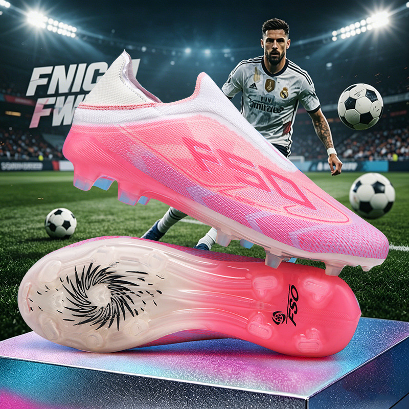 F50 Nahtloser TPU-Fußballschuh mit langen Stollen für Jugendliche, geeignet für Rasenspiele, Unisex-Fußballschuhe_voghion.com