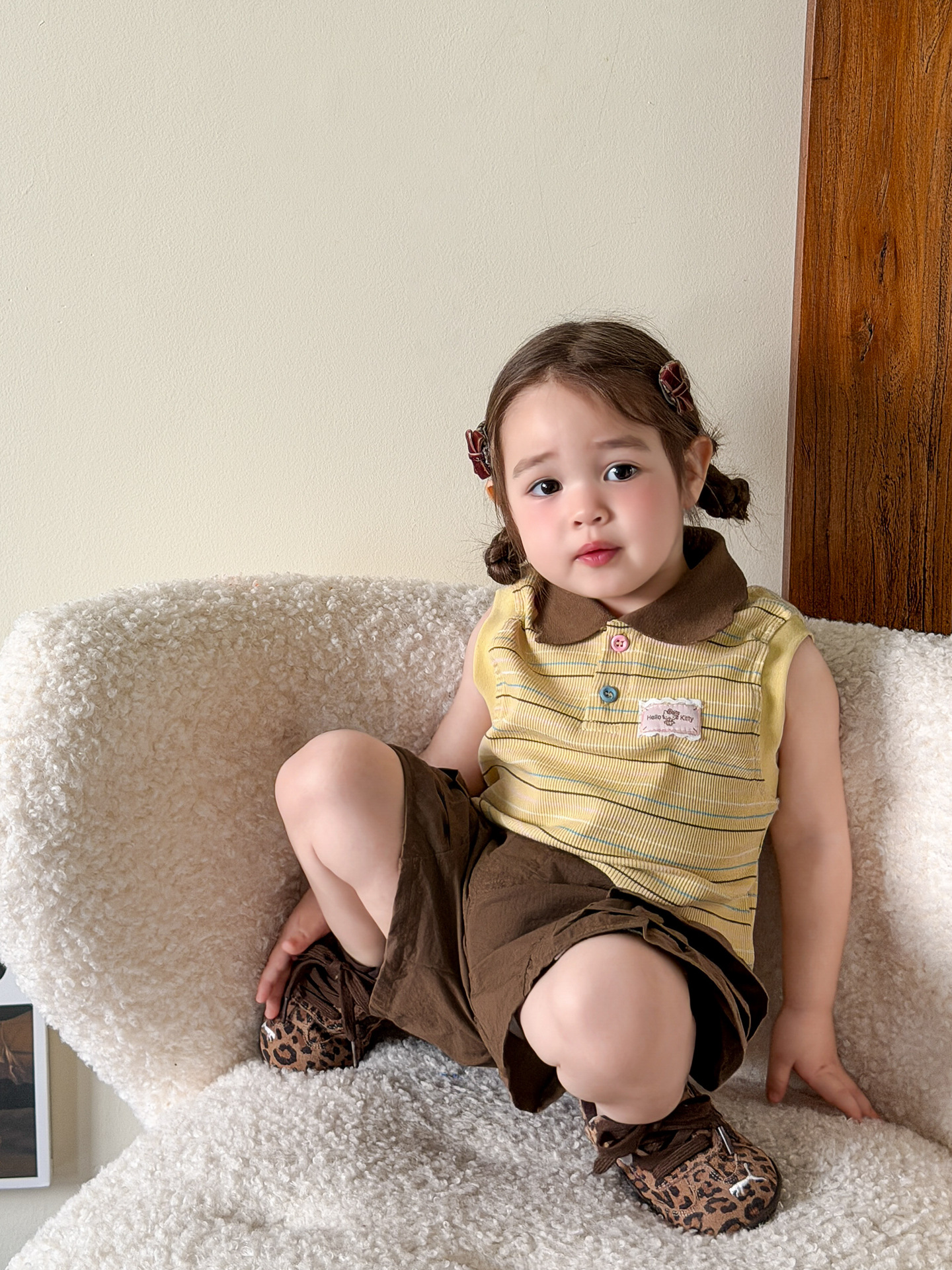 Sugar Pear ropa infantil chaleco de verano delgado 2026 ropa infantil clase A bebé sin mangas polo collar superior