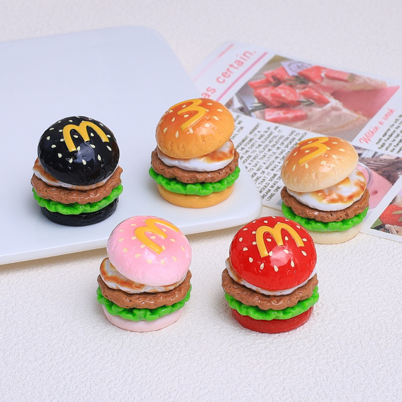 立体鸡蛋汉堡食玩卡通手工diy饰品配件奶油胶树脂小配件发夹材料|undefined