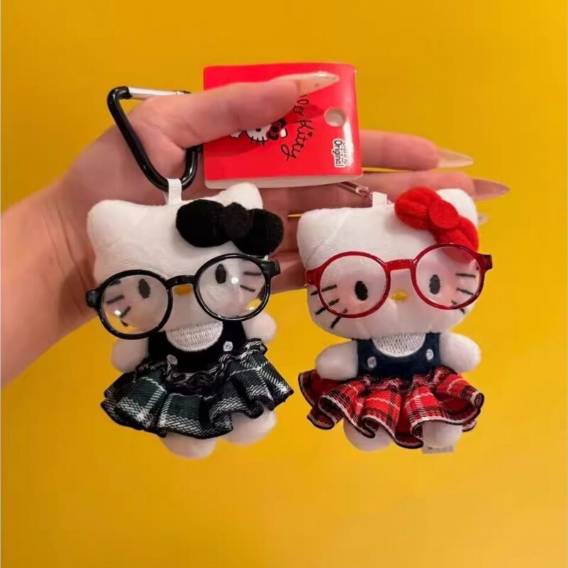 British Cute Glasses Kitty Pendant Girl Doll School Bag Pendant Bag Plush Doll Keychain Car Hanging British Cute Glasses Kitty Pendant Girl Doll School Bag Pendant Bag Plush Doll Keychain Car Hanging