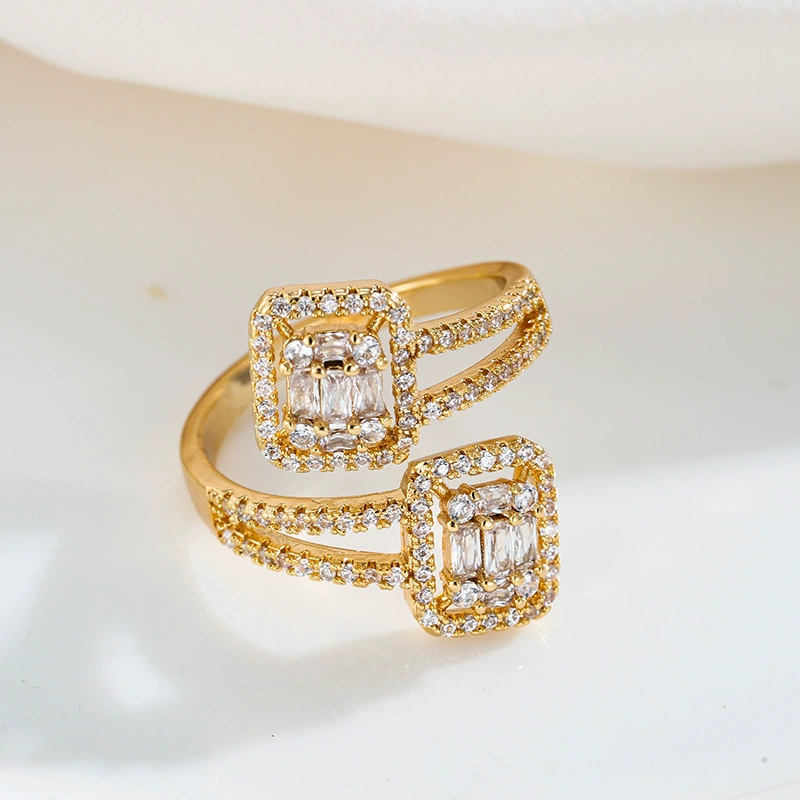 Квадратное кольцо, аксессуар, стиль европейский, инкрустировано diamonds?
