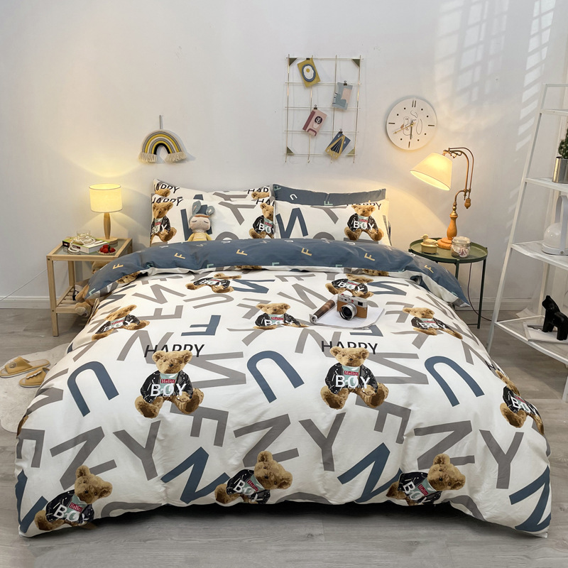 Algodón de cuatro piezas de ropa de cama de algodón 2025, nuevo edredón de flores frescas, sábanas de dormitorio de tres piezas de cuatro estaciones