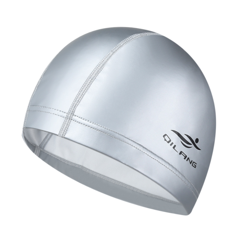 Gorro de natación impermeable adulto PU recubrimiento unisex cuidado del cabello protección del oído no-Apretar la cabeza gorra de natación al por mayor logotipo impreso