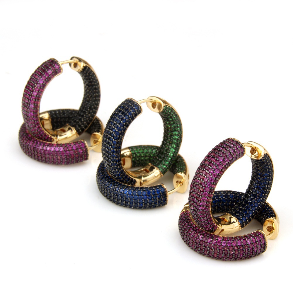 Aretes De Diamantes De Siete Filas De Dos Colores De Moda Simple display picture 1