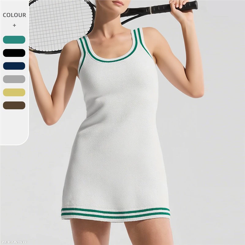 Европейское и американское трикотажное спортивное платье AL YOGA, женская короткая юбка контрастного цвета, повседневная теннисная юбка для фитнеса и йоги на открытом воздухе