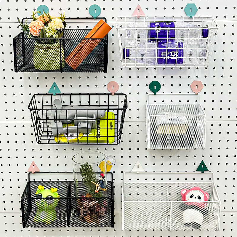 Storage Mesh Basket Hole Board Accessories Round Hole Universal Desk Iron Metal Storage Rack Special Hook Magnetic Hook Buckle Storage Mesh Basket Hole Board Accessories Round Hole Universal Desk Iron Metal Storage Rack Special Hook Magnetic Hook Buckle
