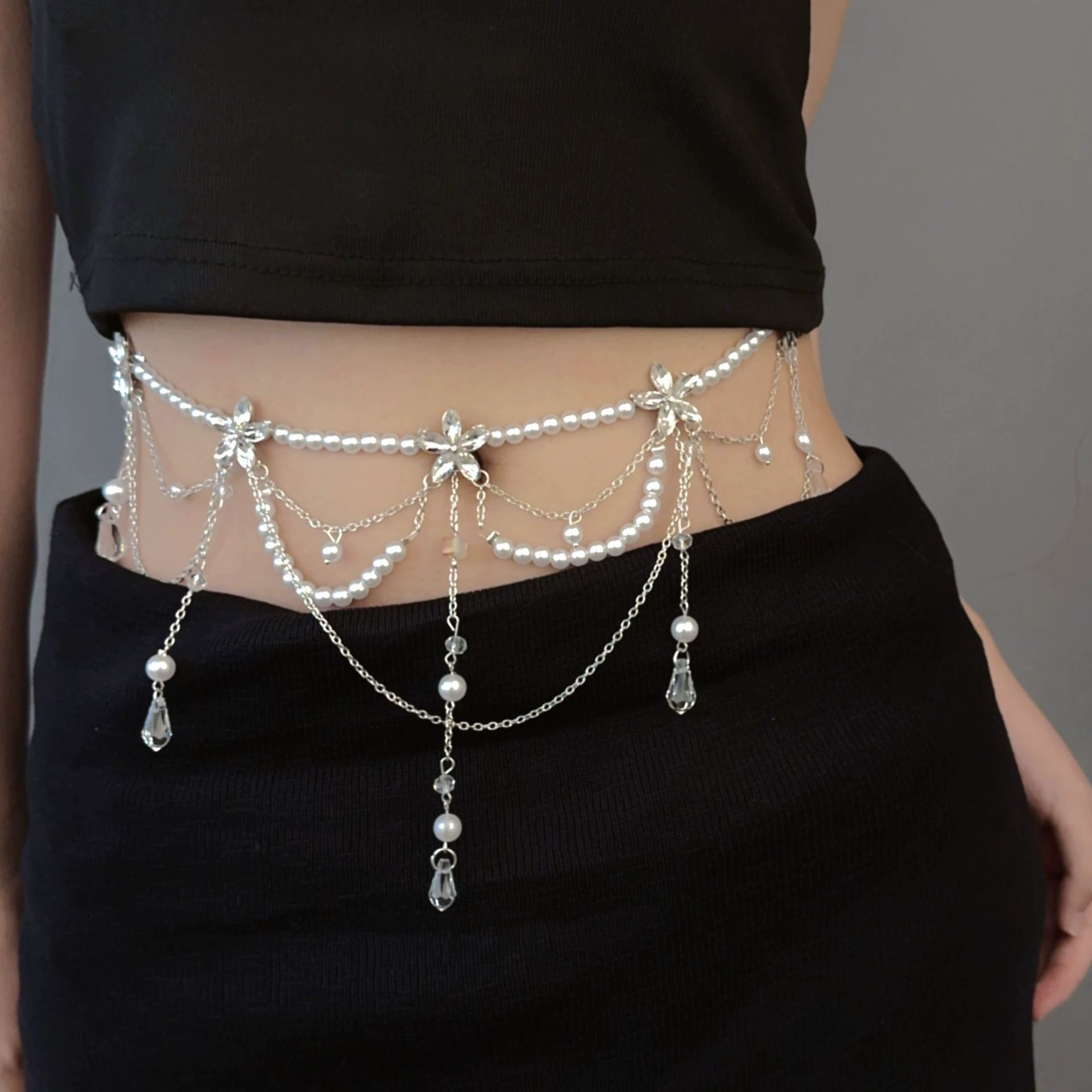 Сексуальная поясная цепь Liusu Flower Pearl многоярусная — декоративная цепь для талии, персональная ниша температуры тела и украшение тела