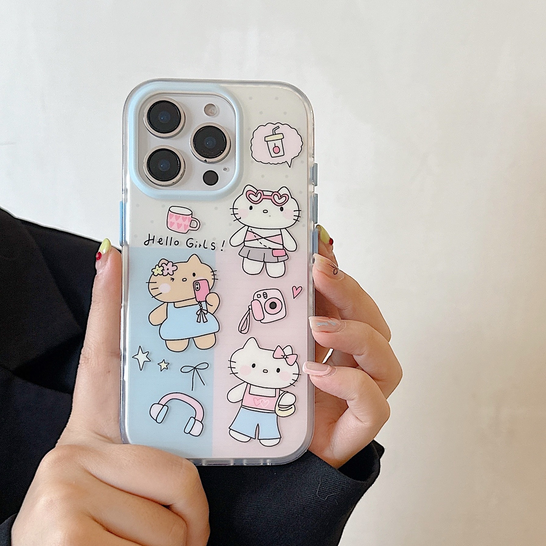 KT cat de dibujos animados coreanos para Apple 15Pro/16Pro pareja 14ProMax nicho 13 femenino 16ProMax