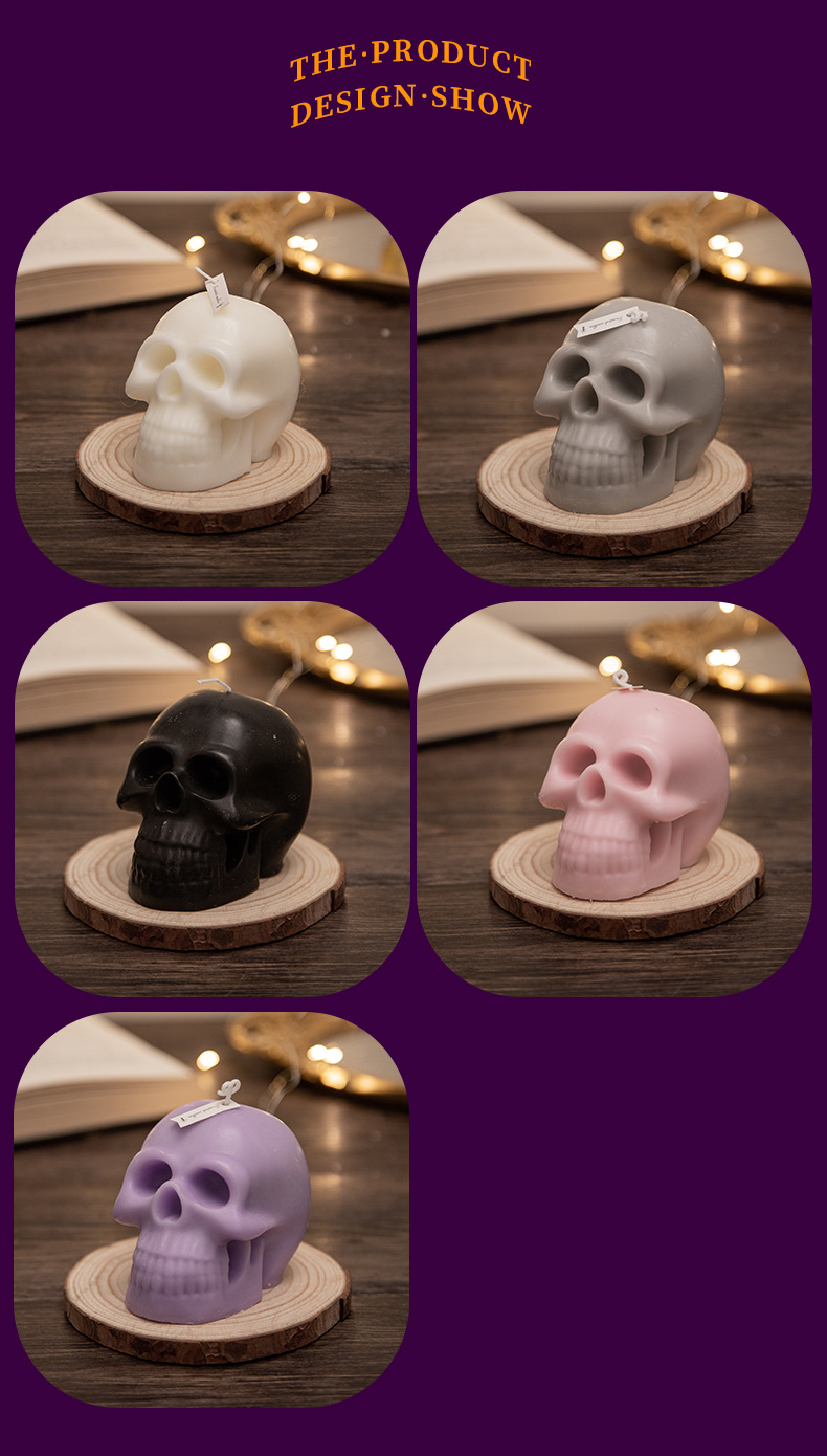 万圣节骷髅香薰蜡烛批发手工造型骷髅头蜡烛摆件跨境万圣节礼品详情14