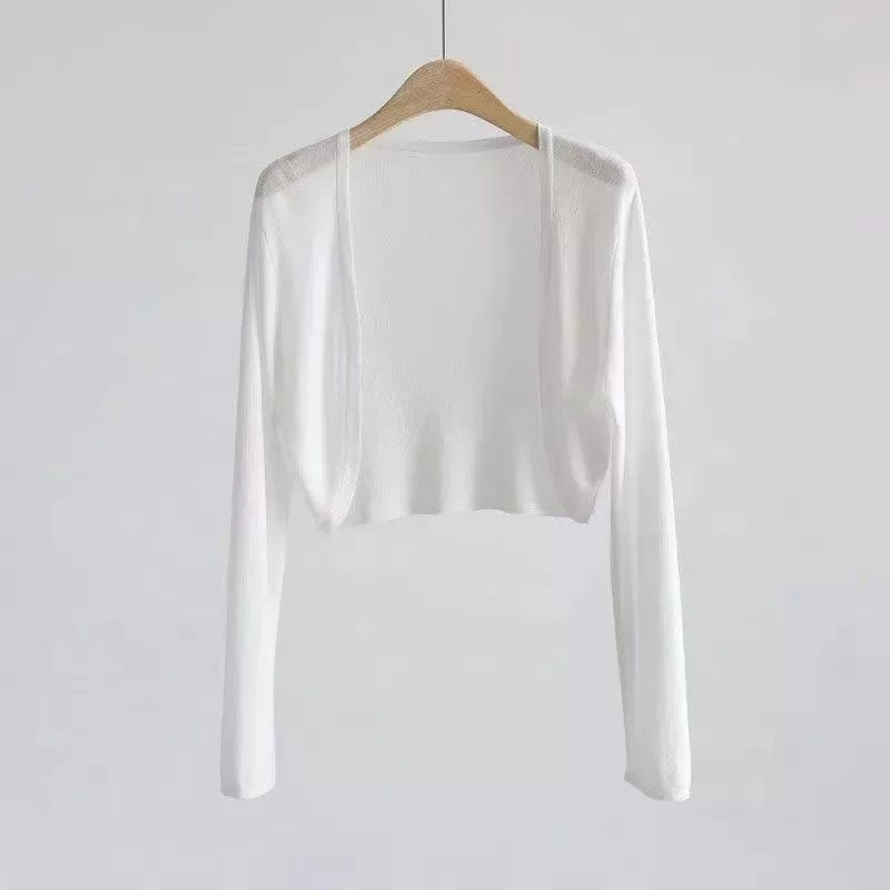 Теплый тонкий летний шелковый вязаный кардиган, короткая накидка, платье-сарафан