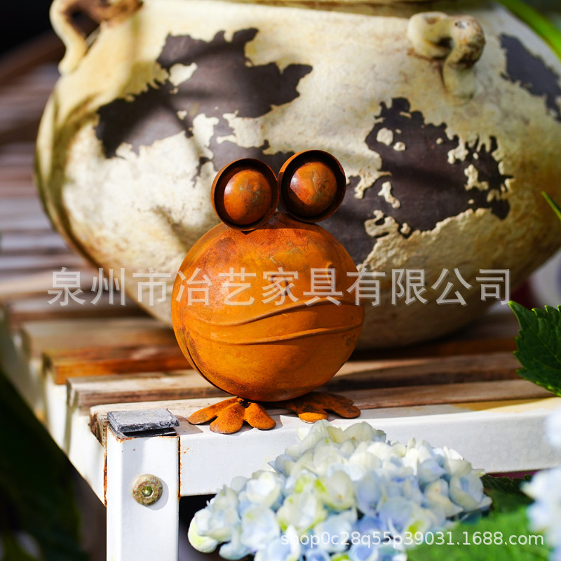 跨境庭院室外可爱立体生锈摆件装青蛙饰园艺摆件创意做旧工艺品|undefined