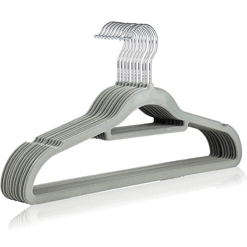 Perchas de terciopelo flocado antideslizantes ultradelgadas para ropa traje y ahorro de espacio